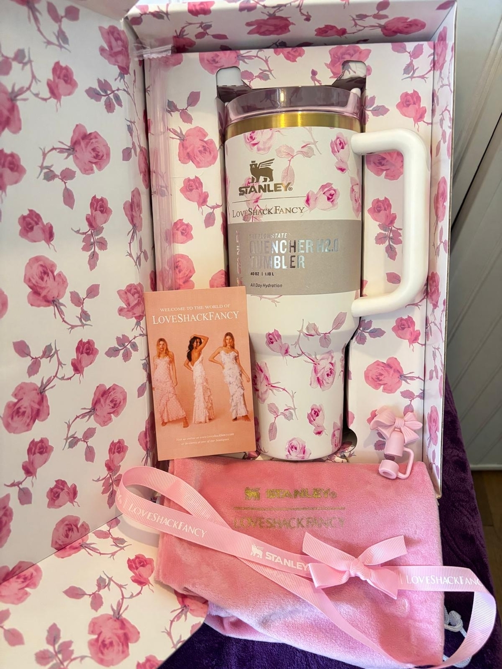 Stanley x LoveShackFancy Floral Quencher Travel Tumbler - Pink Rose